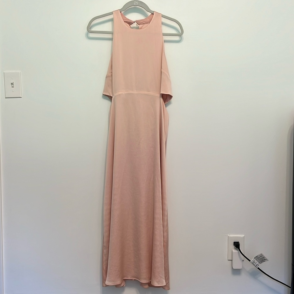EXPRESS MIDI Pale Pink Cut Out Dress